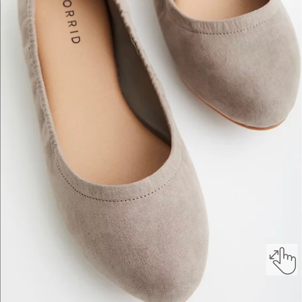 ISO Torrid Taupe Faux Suede Scrunch Ballet Flat (WW) size 7, 7.5